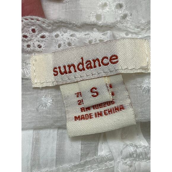 Sundance Women's Small White Sheer Lace Button Front Blouse 3/4 Sleeve Elegant - Picture 3 of 9